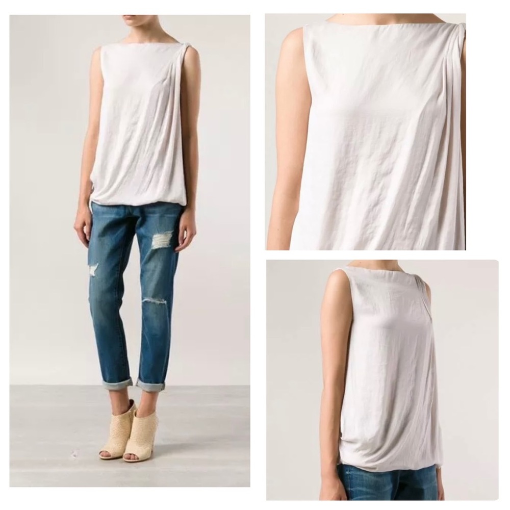 VINCE  TWIST SHOULDER SLEEVELESS BOAT NECK BLOUSE -Size 10